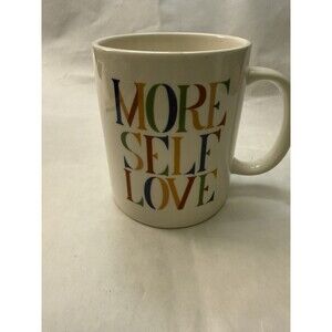 MORE SELF LOVE Retro Color White Stoneware Coffee Mug Microwave Safe 15 oz Size